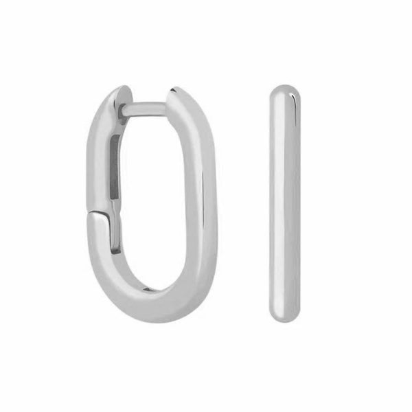 FE0934 925 Sterling Silver Rectangular Hoop Earrings