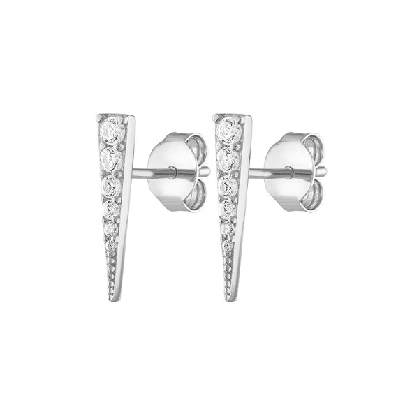 FE1935 925 Sterling Silver Pave Spike Cubic Zirconia Studs Earrings