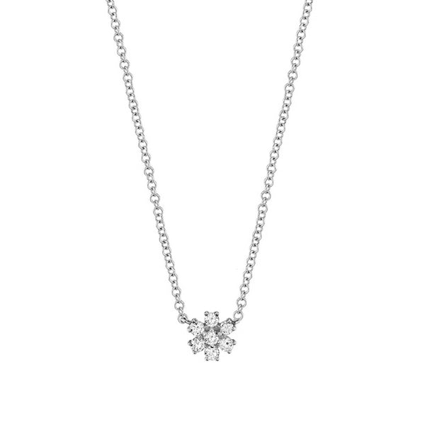 FX0455 925 Sterling Silver Sparkle Flower Necklace