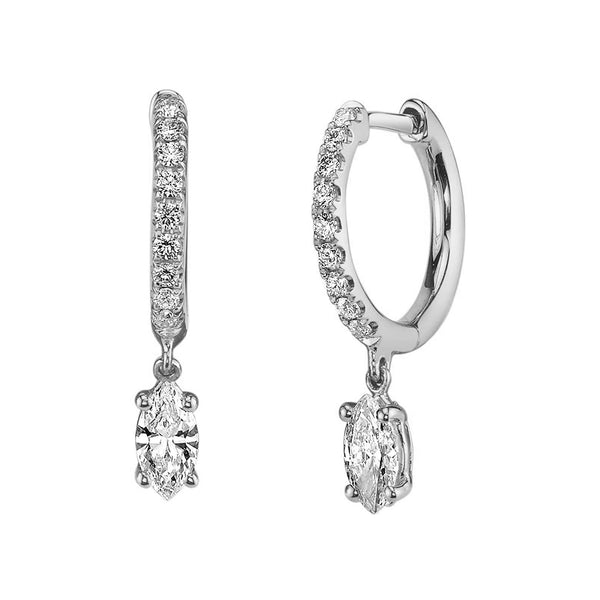 FE1208 925 Sterling Silver Zircon Drop Huggies Earrings