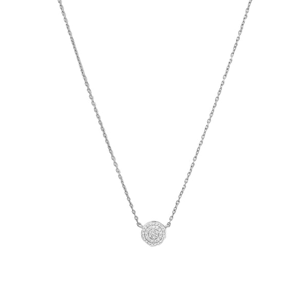 FX0505 925 Sterling Silver Round Diamond Necklace