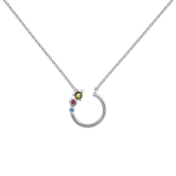 FX0104 925 Sterling Silver Multi-color Zircon Necklace