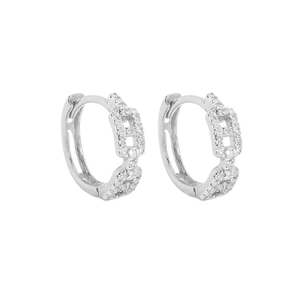 FE1898 925 Sterling Silver Fine CZ Maritime Huggies Hoop Earrings
