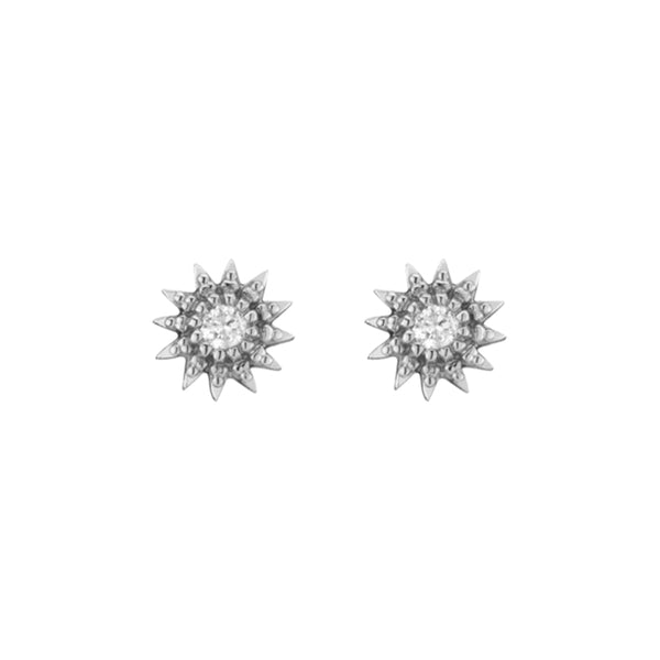 FE1745 925 Sterling Silver Cubic Zirconia Starbrust Stud Earring