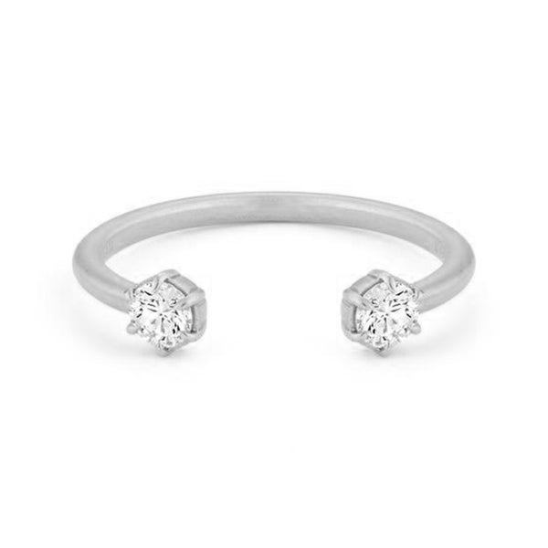 FJ0420 925 Sterling Silver Duet Zircon Ring