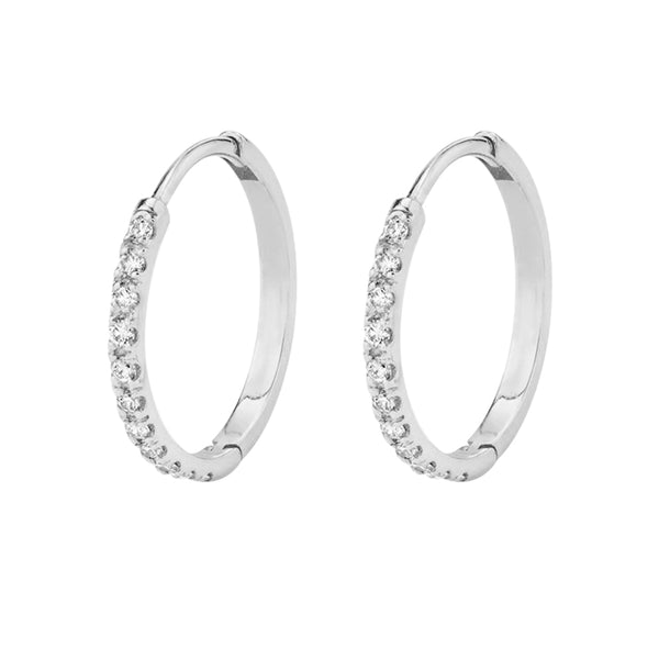 FE1739 925 Sterling Silver Cubic Zirconia Hoop Earring