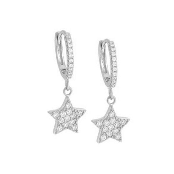 FE2003 925 Sterling Silver Grace Star Cubic Zirconia Drop Earrings for women