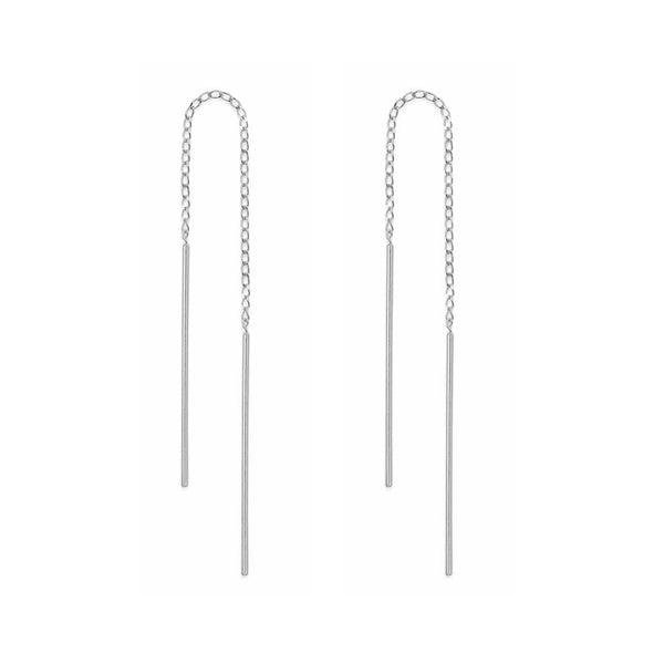 FE1399 925 Sterling Silver Simple Style Thread Earrings