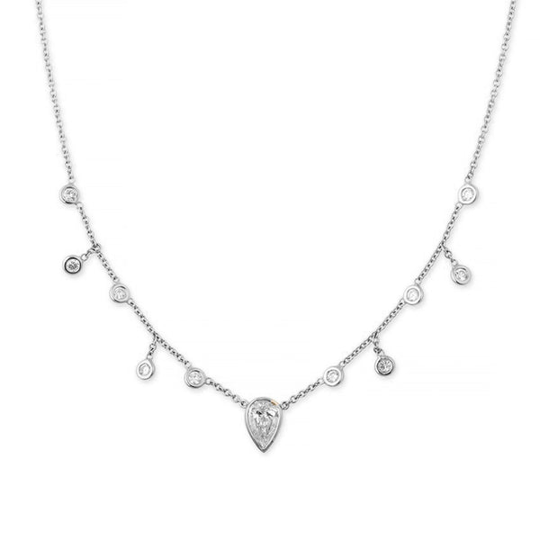 FX0446 925 Sterling Silver Teardrop Zircon Pendant Necklace