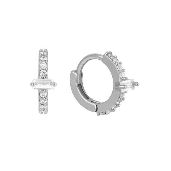 FE1041 925 Sterling Silver Zircon Pave Hoop Earrings