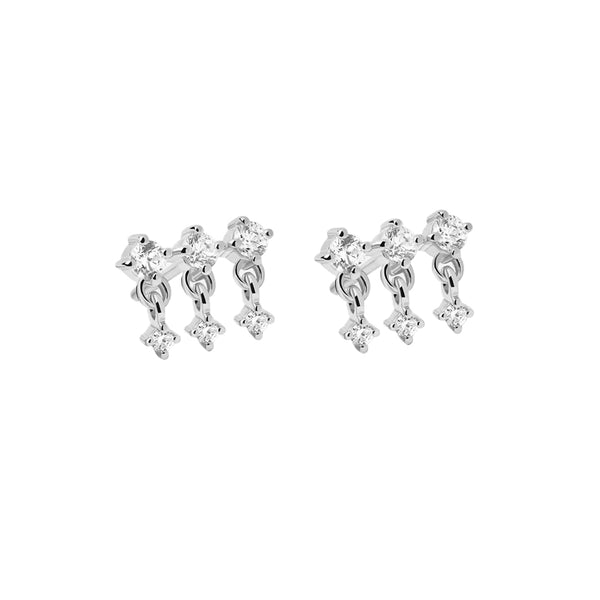 FE1924 925 Sterling Silver Three Rows CZ Women Stud Earrings