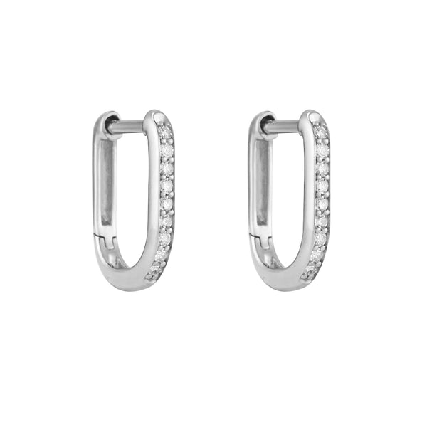 FE1630 925 Sterling Silver CZ U Huggie Hoop Earrings