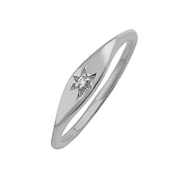 FJ0468 925 Sterling Silver Mini Starburst Signet Ring