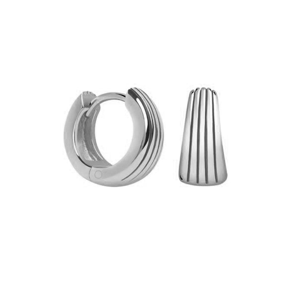 FE1413 925 Sterling Silver Textured Gold Hoop Earrings