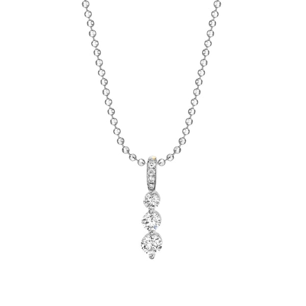 FX0437 925 Sterling Silver Triple Zircon Pendant Necklace