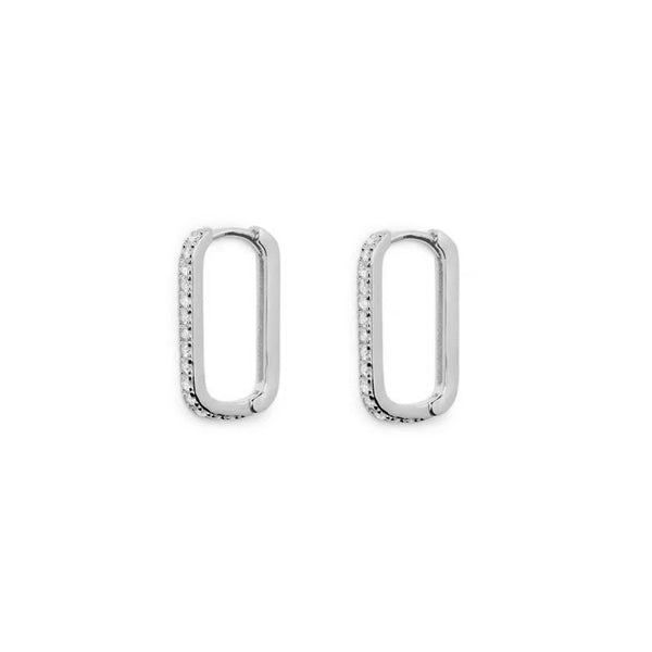 FE1001 925 Sterling Silver Black Zircon Pave Hoop Earrings