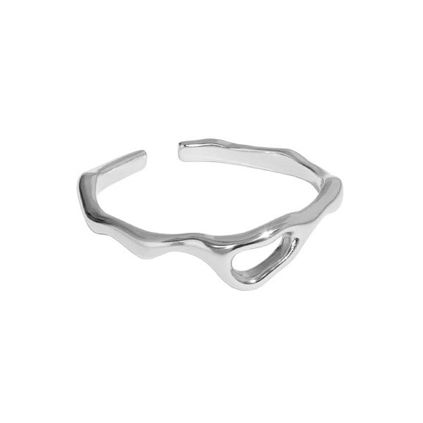RHJ1092 925 Sterling Silver Irregular Heart Band Open Ring