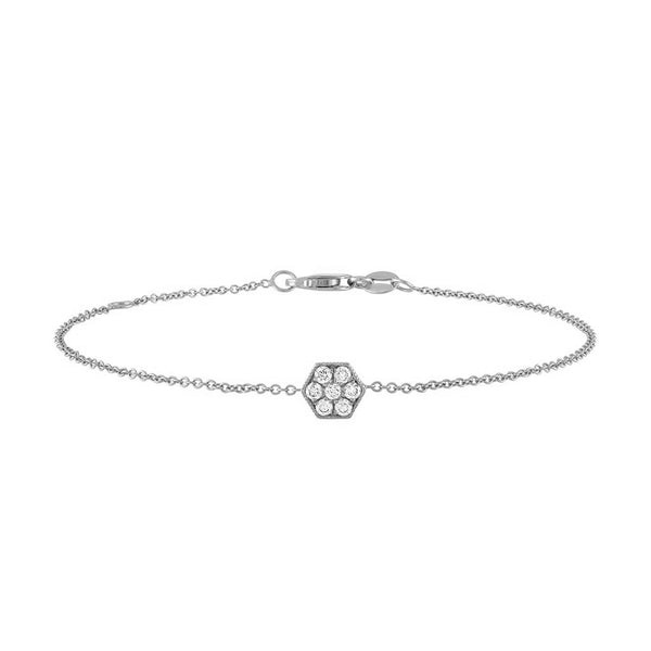 FS0216 925 Sterling Silver Hexagon Zircon Chain Bracelet