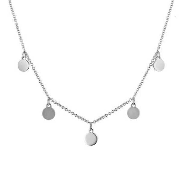 FX0511 925 Sterling Silver Five Small Coins Necklace