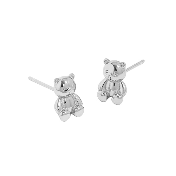 S925 RHE1011 Qute Bear Stud Earring