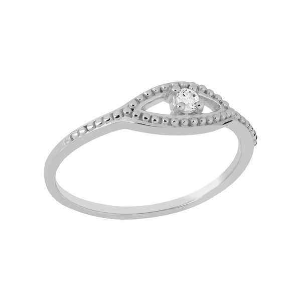 FJ0758 925 Sterling Silver Evil Eye Cubic Zirconia Ring