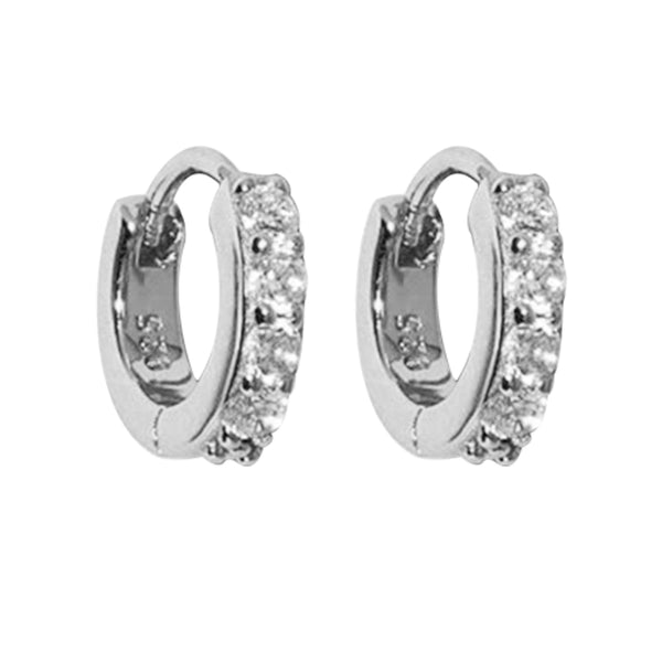 FE0890 925 Sterling Silver Zircon Huggie Earrings