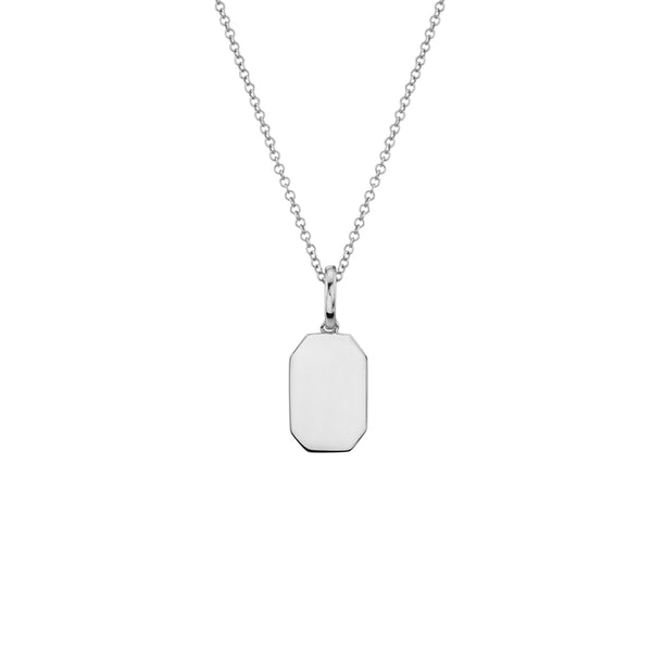 FX0420 925 Sterling Silver Rectangle Pendant Necklace