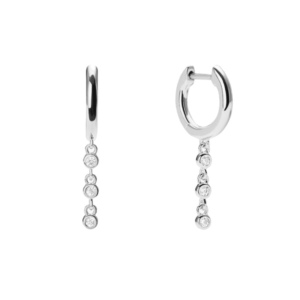 FE1893 925 Sterling Silver Bezel Tiro Cubic Zirconia Dangle Earring