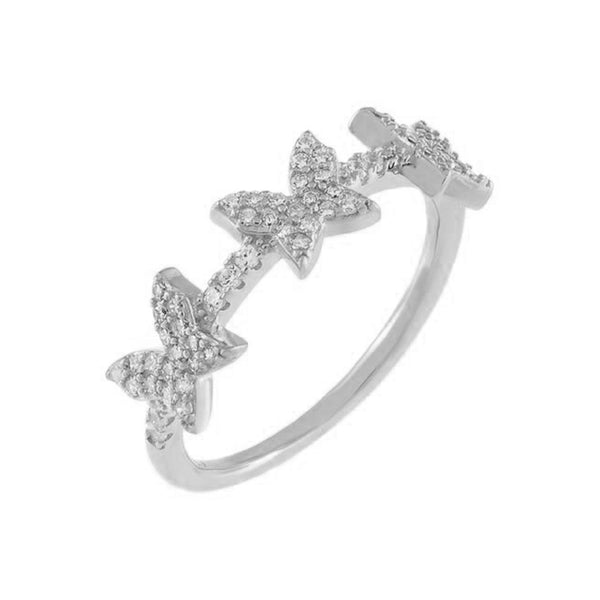 FJ0304 925 Sterling Silver Triple Butterfly Ring