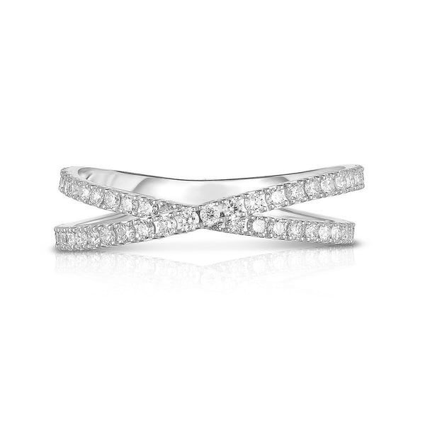 FJ0434 925 Sterling Silver Criss-Cross Zircon Ring