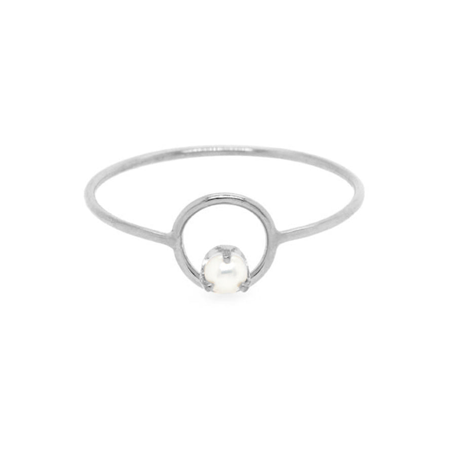 PR0016 925 Sterling Silver Circle Pearl Ring For Women