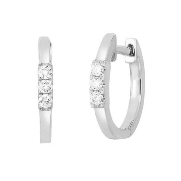 FE1252 925 Sterling Silver Triple Zircon Huggies Earrings