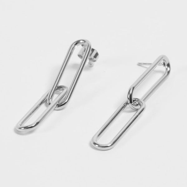 FE0372 925 Sterling Silver Chunky Chain Earrings