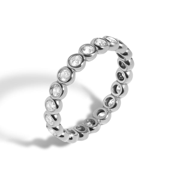 FJ0302 925 Sterling Silver Round Zircon Pave Ring