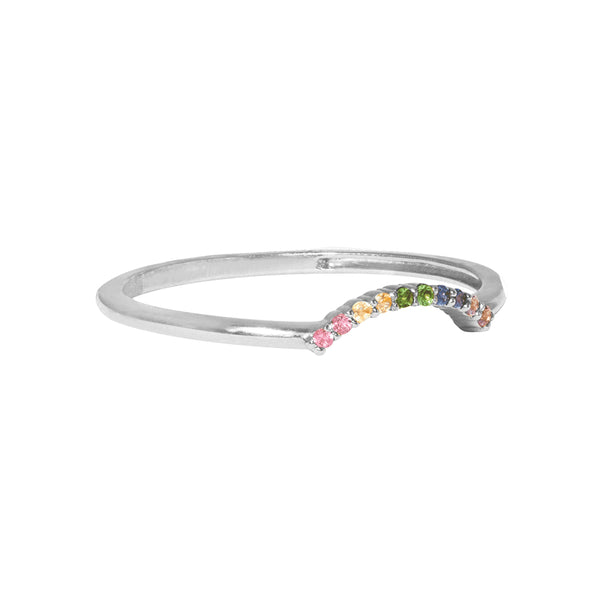 FJ0778 925 Sterling Silver Trail Rainbow Zirconia Wedding Ring