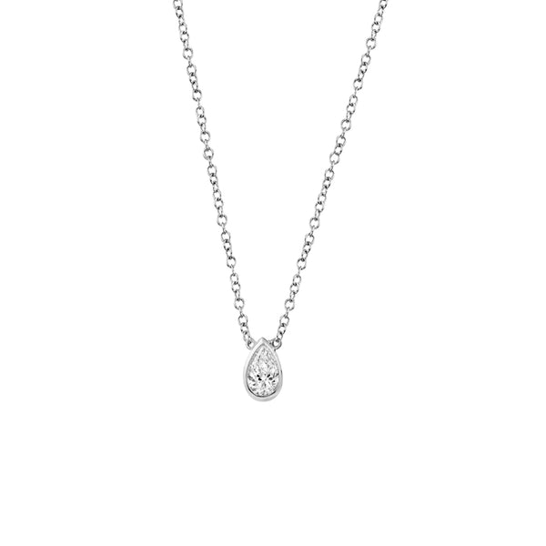 FX0425 925 Sterling Silver Teardrop Zircon Dangle Necklace
