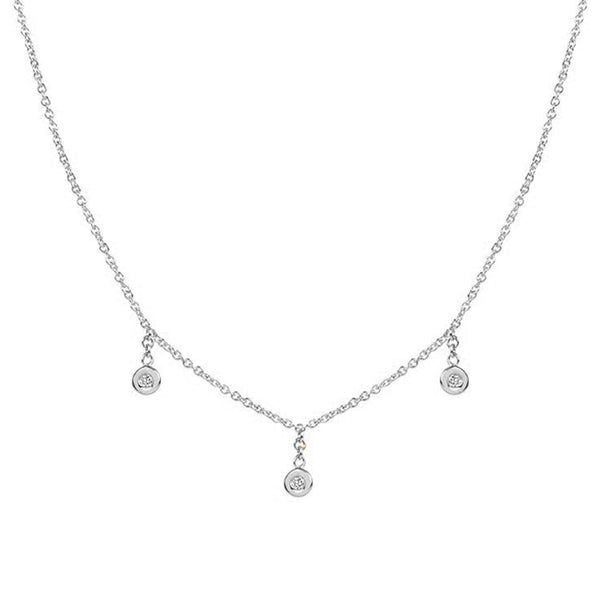 FX0448 925 Sterling Silver Zircon Bezel Pendant Necklace