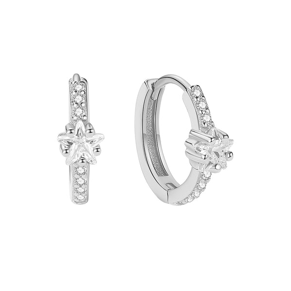 FE1861 925 Sterling Silver Women CZ Hoop Earrings