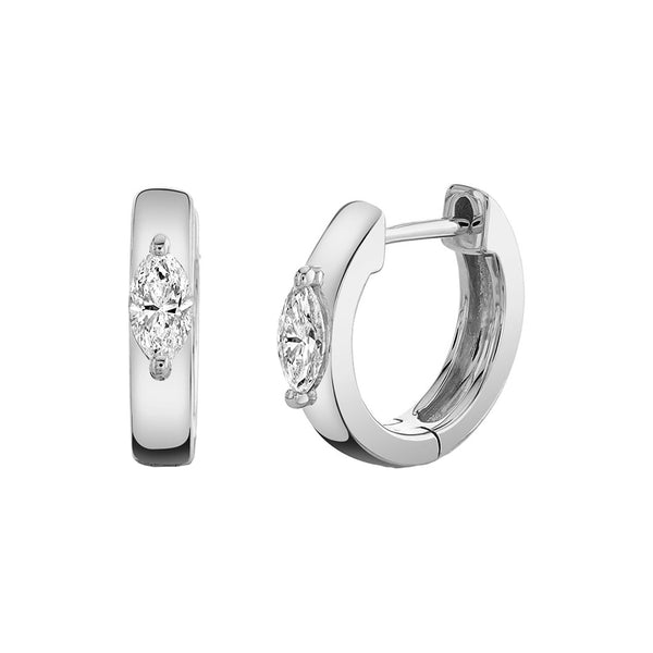 FE1199 925 Sterling Silver Zircon Center Huggies Earrings