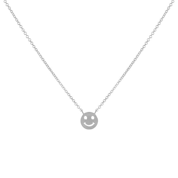 FX0710 925 Sterling Silver Smiley Face Chain Necklace
