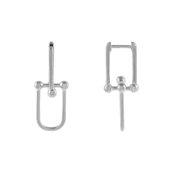FE1766 925 Sterling Silver U Shape Chain Huggie Earring
