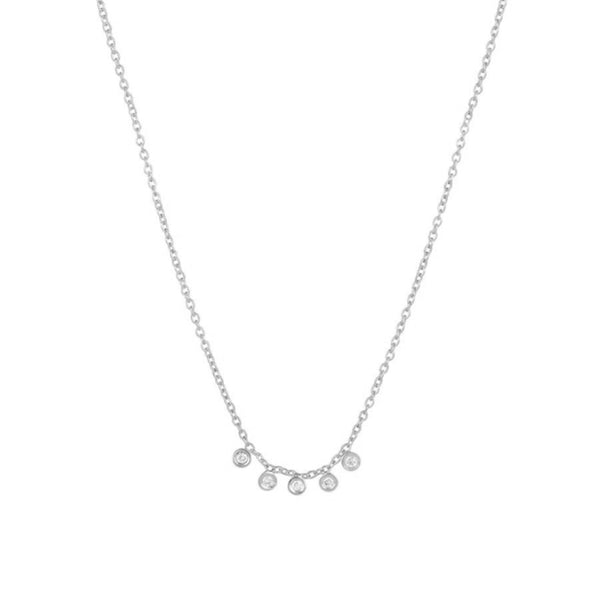 FX0440 925 Sterling Silver Mini Zircon Dash Necklace