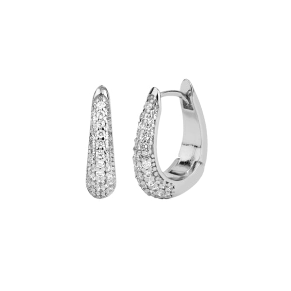 FE1611 925 Sterling Silver Gold Zircon Hoop Earrings