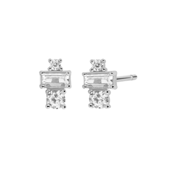 FE1608 925 Sterling Silver Zircon Gold Stud Earrings