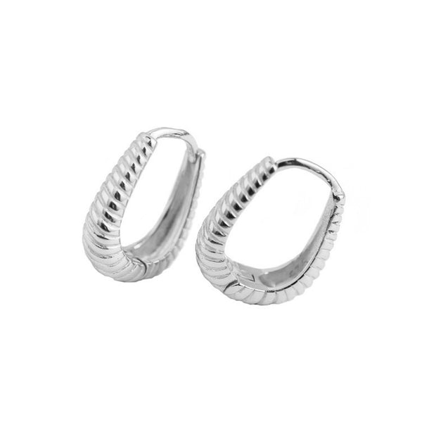 YHE0314 925 Sterling Silver Gemtry Twist Hoop Earrings