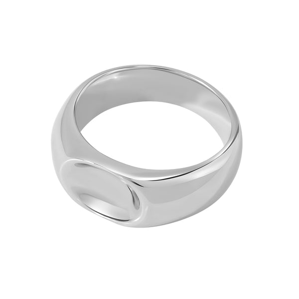 FJ0819 925 Sterling Silver Chunky Signet Dome Ring