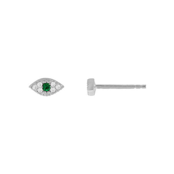FE1753 925 Sterling Silver Cubic Zirconia Eye Stud Earring