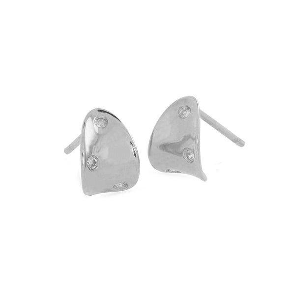 FE1558 925 Sterling Silver Petal Cubic Zircon Stud Earrings