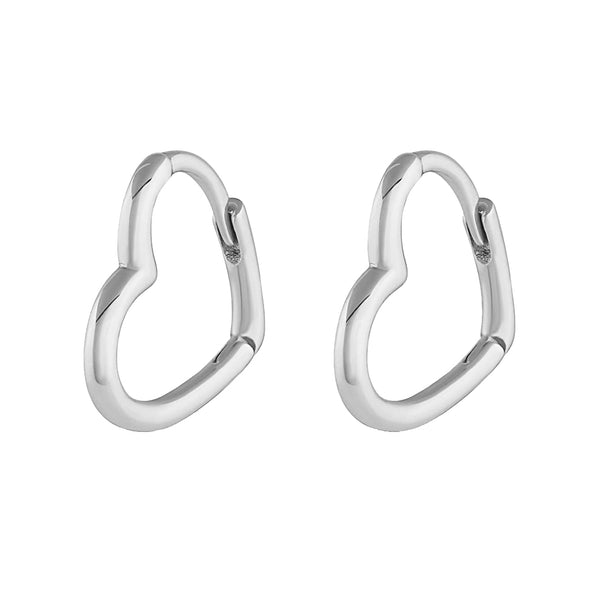 FE1993 925 Sterling Silver Women Jewelry High Polish Heart Hoop Earrings
