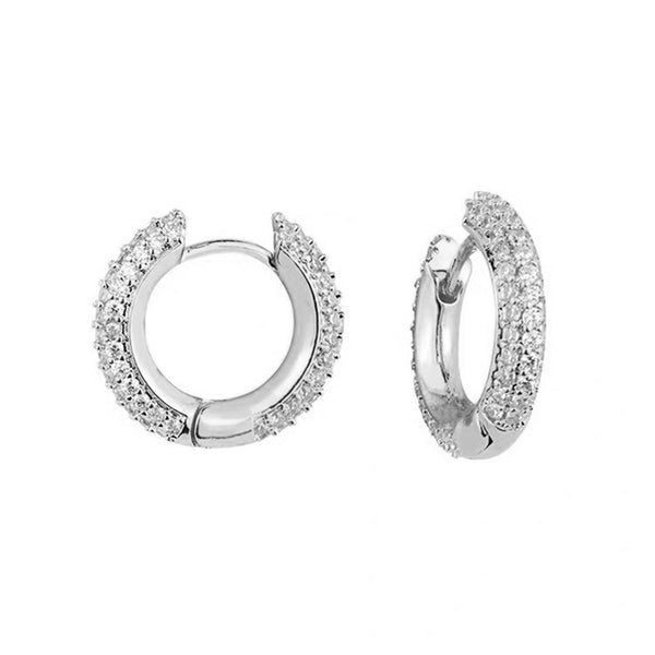 FE1189 925 Sterling Silver Zircon Hoop Earrings